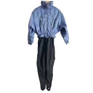 Bogner Vintage Blue Black Jacquard Nylon Ski Snow Jumpsuit Size 8